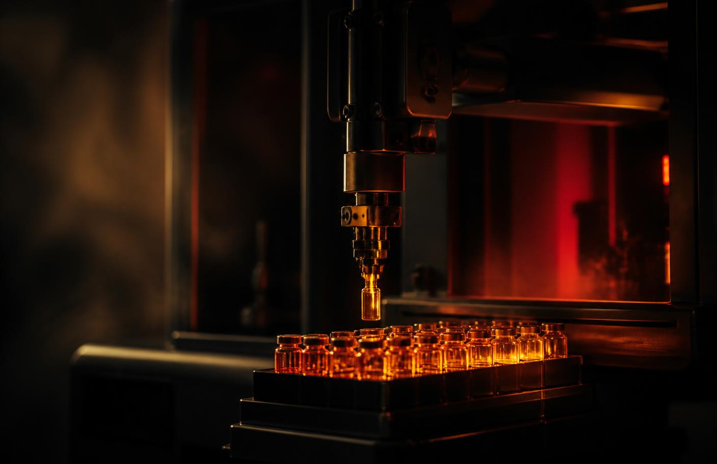 HPLC analysis of research peptide samples in a dim laboratory